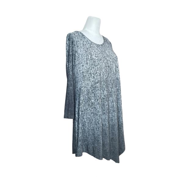Clara Sun Woo Artsy Asymmetrical Tunic Top Gray Black Slinky Blouse Women's XS‎ - Picture 7 of 9